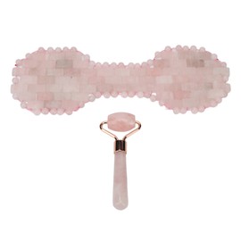 2pcs Jadestone Eye Pad Roller Set Reduce Dark Circles Promote Sleeping Stone Eye Pad Massage Roller Pink