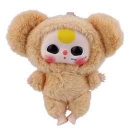 Vinyl Figures, Plush Toys with Cute Expression Rotatable Eyes for Girls Boys, Macaron Orange Bunny Vinyl Plush Doll Kawaii Stuffed Animals Gifts for Keychains Car Home Décor Birthday Collectibles Toys