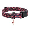Flamingoes Patterns Dog Collar with Pendant, Durable and Soft Cotton