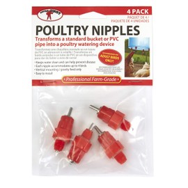 Little Giant Poultry Nipple (4-Pack) Gravity Fed Water Nipples for Automatic Bird & Chicken Watering (Item No. 172035)