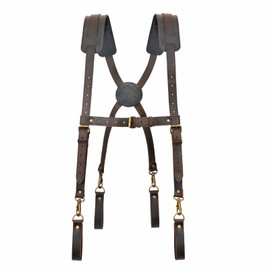 [Tourbon] Tool Belt Suspenders Electrical Work Suspenders Adjustable, Comfortable Padded, Braun