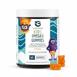 Omega 3 Children's Gummy Bears - Omega3 Gummies for Children from 4 Years - Dietary Supplement with Omega-3 Made from Algae, Vitamins & Minerals - Orange - 60 Gummies