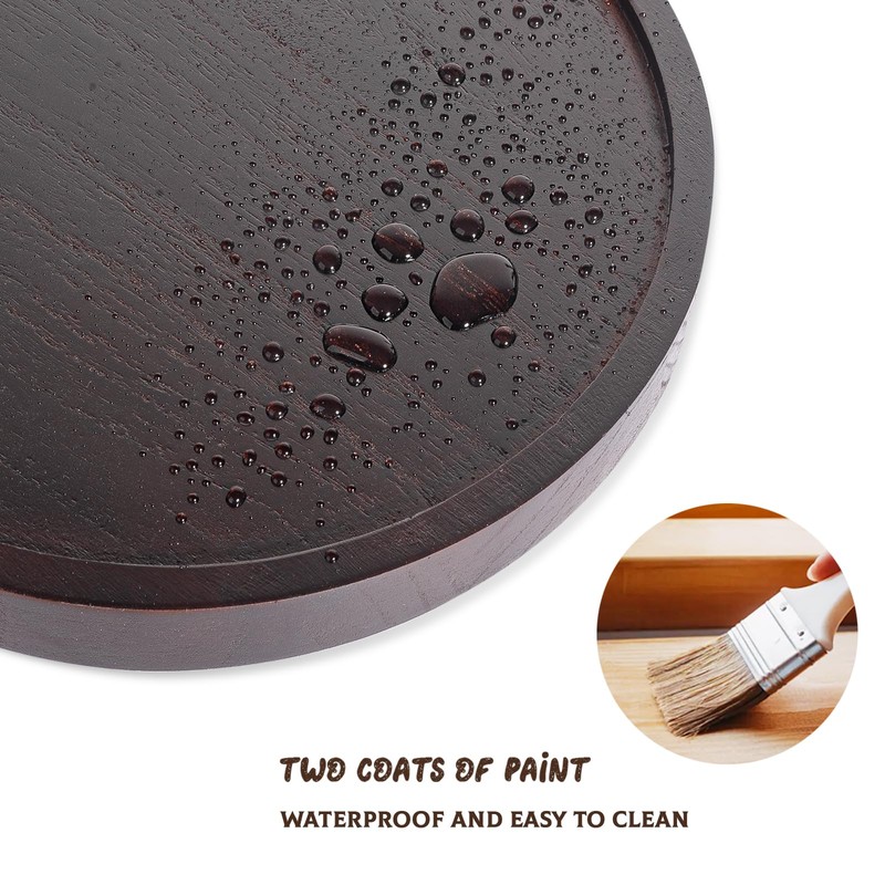 Round Decorative Tray Wood Bathroom Counter Organizer Farmhouse Kitchen Decor