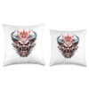 Scary Yokai Oni Mask Japanese Anime Warrior Throw Pillow