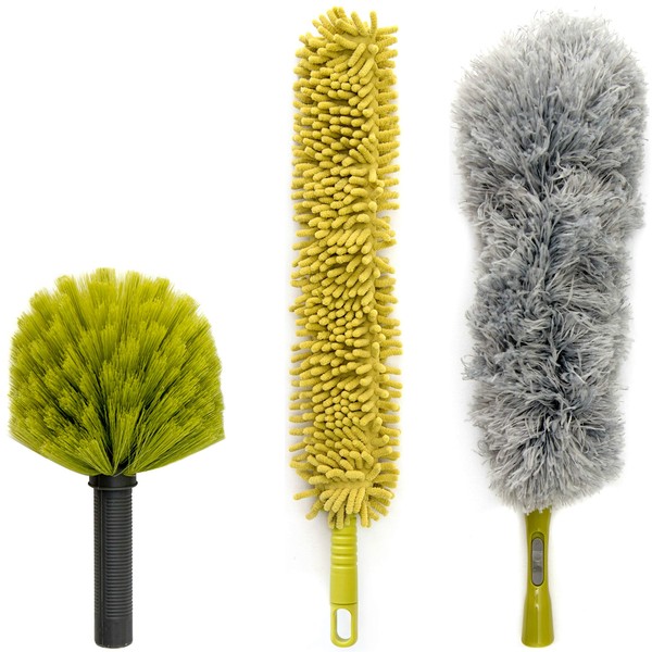 DOCAZOO DocaPole 3-Piece Dusting Kit: Includes Cobweb, Microfiber Feather, and Ceiling Fan Duster, Attachable to Any DocaPole (DocaPole Telescoping Extension Pole Not Included)