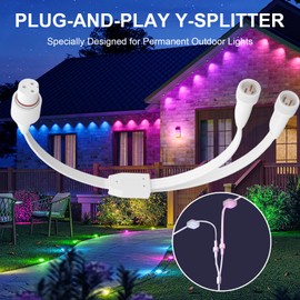 1 Female to 2 Male Y-Splitter for Govee Permanent Outdoor Lights, Y-Shaped Extension Cable Compatible with Govee H705A H705B H705C H706A H706B H706C 3 Pin Permanent Outdoor Lights