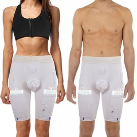 Catheter Leg Bag Underwear, Catheter Leg Bag Holder for Men & Women, Foley Catheter Bag Holder for Foley, Nephrostomy, Suprapubic & Biliary Catheters Holds (2) 600ml Nephrostomy Bags (White)（XXL）