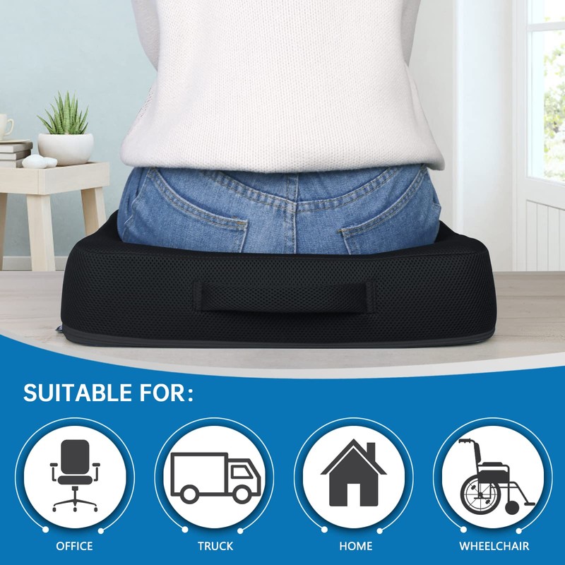 YOUFI Thick Memory Foam & Gel Seat Cushion, 18"X16"X4" Large