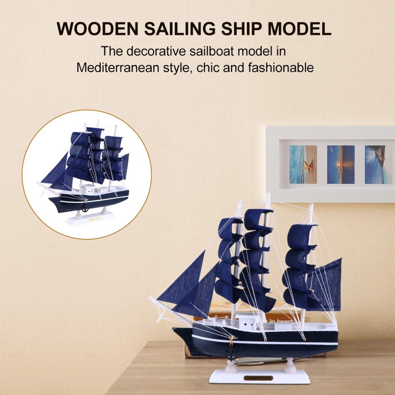 VOSAREA 24 cm Sailing Boat Model Wooden Sailing Ship Model