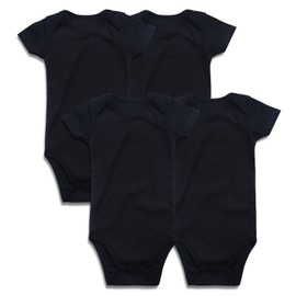 SOBOWO Unisex Baby Bodysuit Solid Infant Cotton Short Sleeve Onsies for Newborn Boy Girl 4 Pack(12-18 Months, Black)