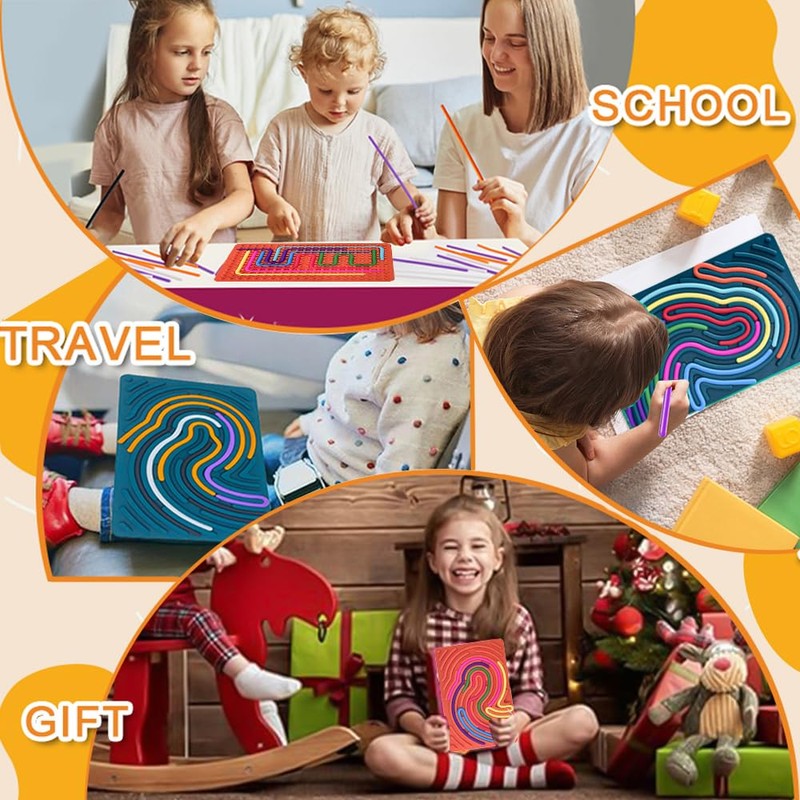 2 Pack Sensory Activity Board Fidget Toys for Calming, Silicone