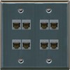 RiteAV Cat6A Wall Plate 8 Port - Flat 2 Gang [Stainless Steel]