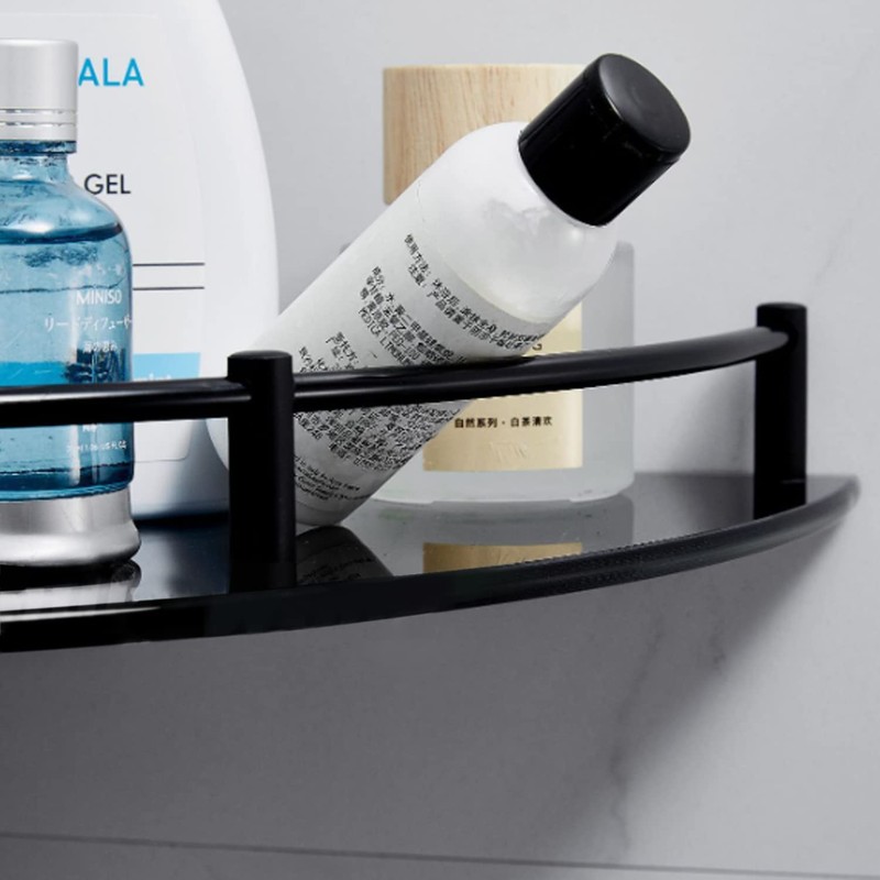 Halyuhn 2 Tier Glass Corner Shower Shelf for Inside Shower,