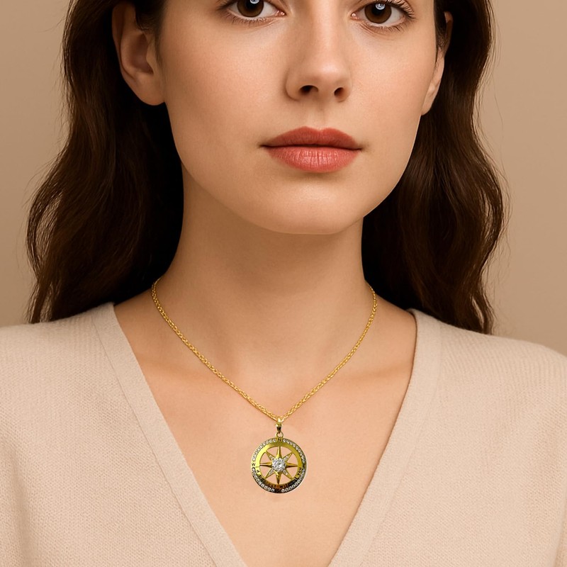 OPVICAM Compass Necklace for Women, Wife Birthday Gift Ideas -