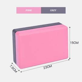You2bnology High-Density Supportive Latex-Free EVA Foam Non-Slip Yoga Block, High-Density Yoga Brick for Yoga, Pilates, Exercise, Meditation, Eco-Conscious Construction (Grey/Pink, 23x15x7.5cm)