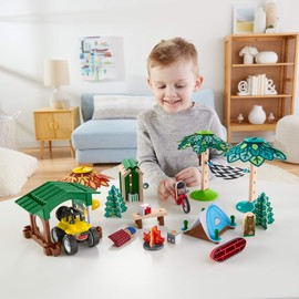 Preschoolers can design their own camping ground with this Wonder Makers building and track set featuring more than 60 play pieces!, GFJ10