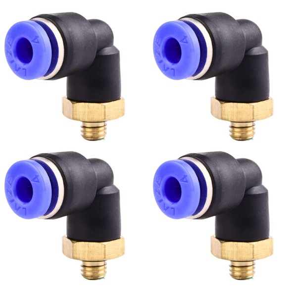 4 x 4 mm M5 PT Pneumatic 90° Angle Plug