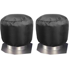 Turbine Vent Cover 2 Pack, Luxiv Roof Ventilator Cover Heavy Duty Turbine Ventilator Protector Shield Waterproof 420D Oxford Cloth Black (12D x 17.5W)