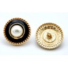 Goldgöre 5 Metal Buttons Black Gold 25 mm with Pearl
