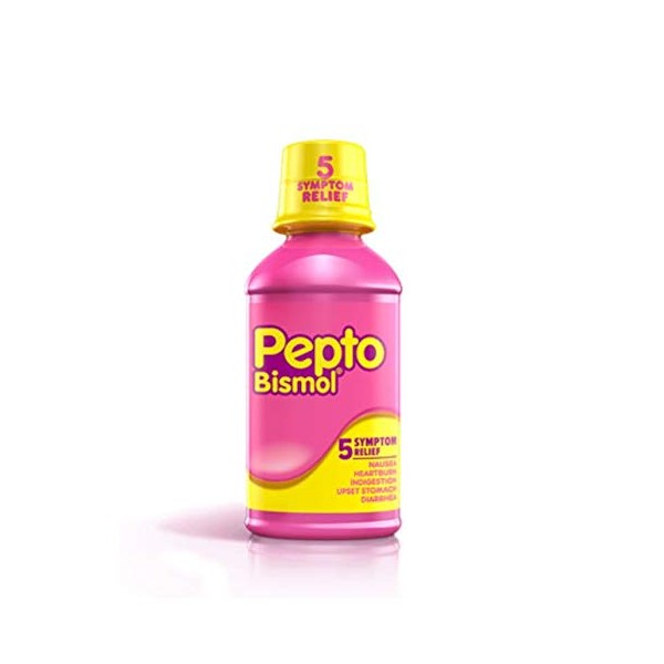 Pepto-Bismol Original Liquid 5 Symptom Medicine - Including Upset Stomach & Diarrhea Relief, 8-Ounces - Packaging May Vary