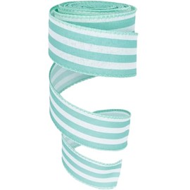 Leecogo Easter Ribbon Wired,1-1/2"x10 Yard,Mint Green Stripe Ribbon for Easter, Christmas, Wreath, Spring, Summer, Wedding, Baby Shower, Birthday