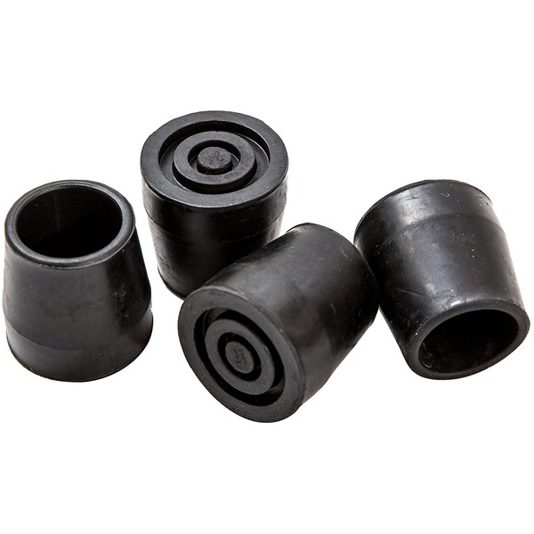 PCP Replacement Walker Tips, Reinforced Rubber Glides, Fits 1.14" Diameter, 1.25 Inch Traction Base, Long Lasting, Non Marring Durable Traction Grip, Increased Stability, Black, 4 Count