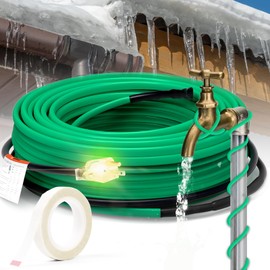 HEATIT Heat Tape for Water Pipe Freeze Protection Self-Regulating Heat Cable for Metal And Plastic Pipes Roof & Gutters De-Icing Heating Trace Tape Anti-Freeze Pipe Heater System 6ft Lighted Plug 35FT