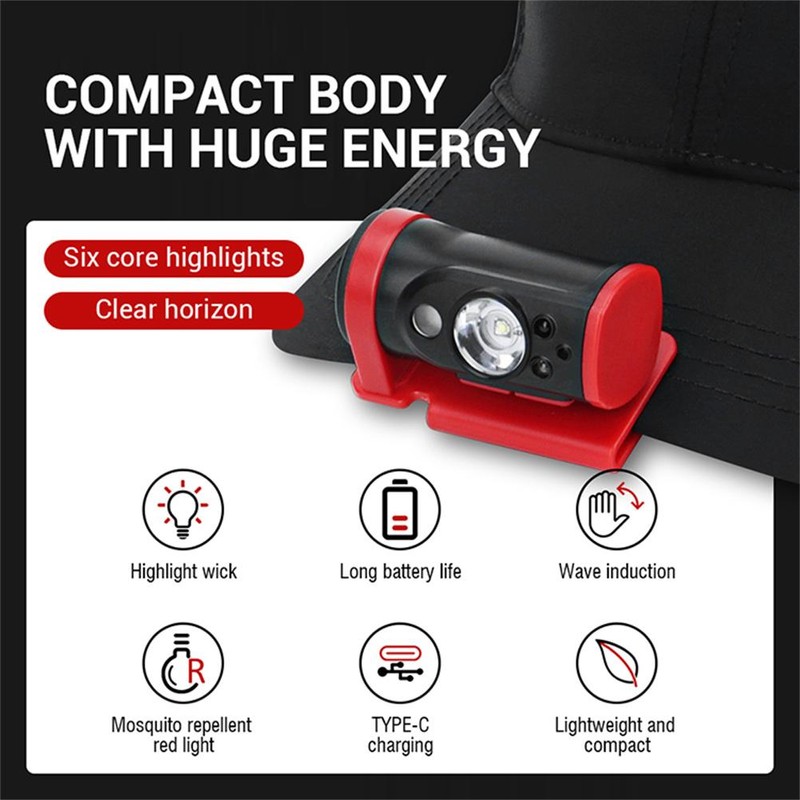 USB Induction Headlamp Hand Wave Sensing Headlight LED Work Headlight