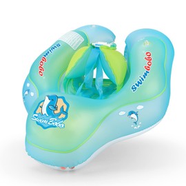 Baby Inflatable Duck Swimming Ring Circle Seat Pool Float Summer Kids Water Raft Floating Funny Toy Inflatable Baby Swimming Float (Green with Seat, L (6-30M))