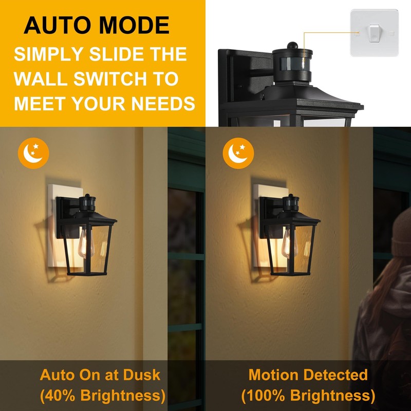 Motion Sensor Outdoor Wall Lights, Farmhouse Exterior Wall Sconces Light