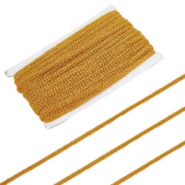 letsinstyle 25 Yards 0.31 Inch Wide Golden Gimp Braid Trim, Polyester Woven Fabric Trims Ribbon, Filigree Curved Lace Ribbons for Sewing Bag DIY Crafts Costume Curtain Lampshades