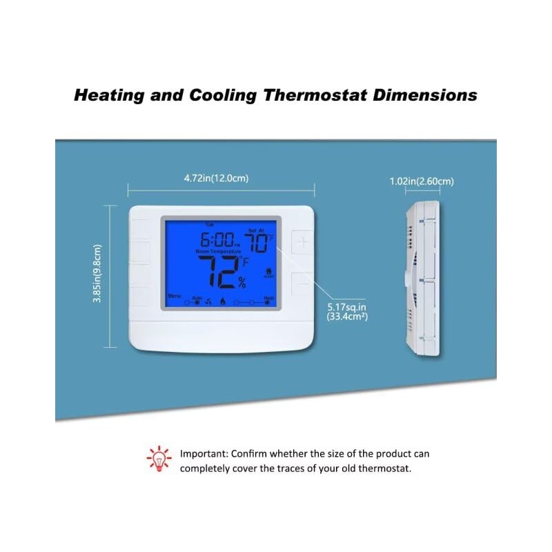 Multi Stage Thermostat for Home Cooling and Heating, 2 Heat/2