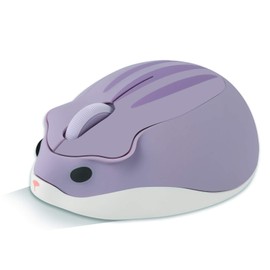 elec Space - Mouse inalámbrico de 2.4 GHz, mouse silencioso con forma de hámster, portátil, con receptor USB, mouse inalámbrico de 3 botones para PC, Mac, laptop, Notebook (morado)
