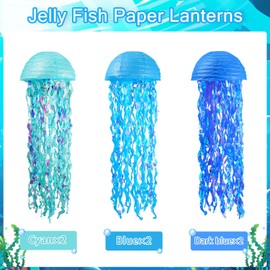 6 Pack Jellyfish Decor Jellyfish Lanterns Hanging Jellyfish, Under The Sea Party Decorations for Ocean Themed Birthday Decorations -10 Inch