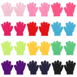 QKURT 12 Packs Winter Magic Gloves for Kids,Full Fingers Winter Stretch Gloves