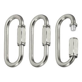 sourcing map Chain Connectors, 4mm Thick Quick Link Screw Lock Oval Clips for Chandelier Pendant Lights, Silver Tone, Pack of 3