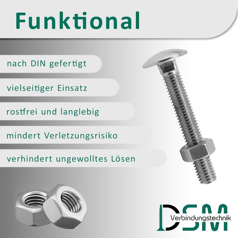 DSM - Carriage Bolts M6 x 45 mm DIN 603