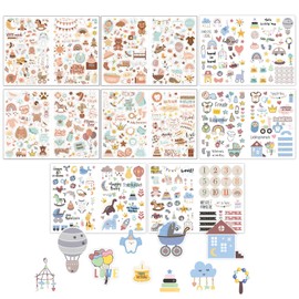 Bekecidi 8 Sheets Baby Scrapbook Stickers, Baby Shower Stickers Various Patterns Cartoon Stickers for Scrapbooking Pregnancy Stickers Baby Girl Boy Stickers for DIY Crafts Journal Scrapbook Supplies