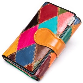 Eysee Women's Small Genuine Leather Purse with Press Stud and Zip, Fashion 2-d, Classic