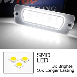 iJDMTOY OEM-Fit White 18-SMD Full LED License Plate Light Assembly Compatible With Maserati 4200 GT Coupe/Spyder, GranTurismo, Replace OEM Incandescent Lamps