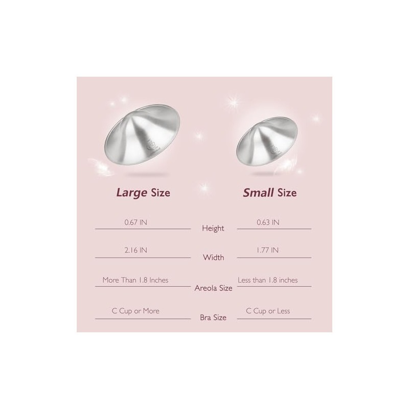 Silver Nipple Shields,999 Silver Nipple Shields for Breastfeeding, Protect and