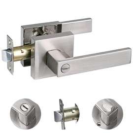 Mornwell Manija de Puerta de Privacidad para Puerta de Baño con Cerradura,Chapas para Puertas Interiores sin Llave(Acero inoxidable)