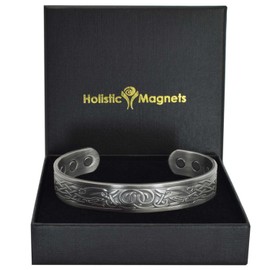 XL Mens Copper Magnetic Bracelet Viking Copper Bangle Pewter Plated Holistic Magnetic Band with 6 Strong Neodymium Magnets Adjustable - Viking Design-VGP (XL: Wrist 22–24cm/8.6–9.5”)