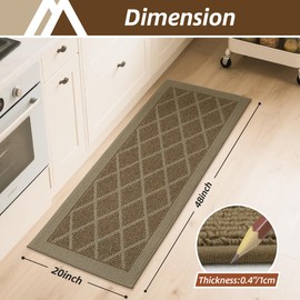 COSY HOMEER Kitchen Rug Non Slip Washable, 20"x48" Absorbent Kitchen Mats for Floor, Runner Rugs for Kitchen Floor, 100% Polypropylene Kitchen Sink Rug (Beige)