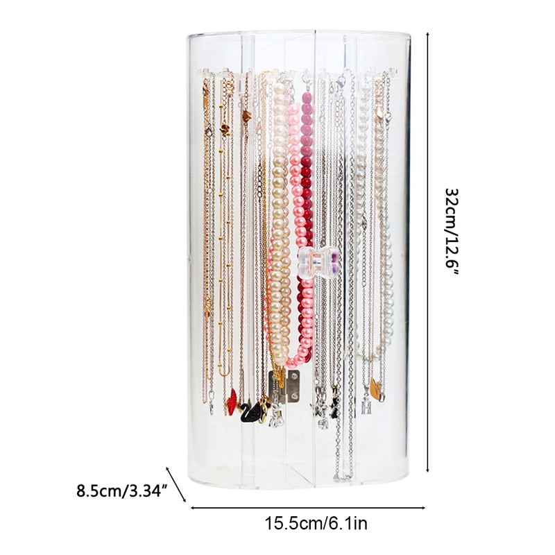 Acrylic Necklace Holder with 24 Hooks Clear Necklace Organizer Dustproof