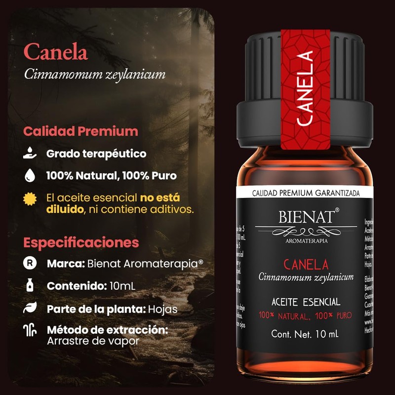 BIENAT AROMATERAPIA Aceite Esencial de Canela 10mL