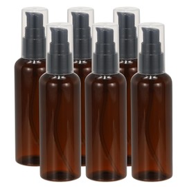 PATIKIL Travel Pump Bottles, 6 Pcs 3.4Oz(100ml) Leak Proof Refillable Empty Dispenser Container Squeeze Bottle with Pump for Shampoo Toiletries Lotion Cream, Brown