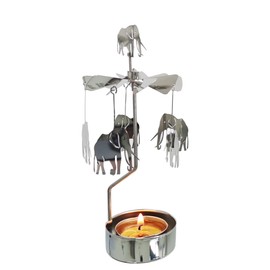 kingnero Rotary Candle Holder Spinning Candleholder Tea Light Candle Powered Carousel Small Gift (Elephant)