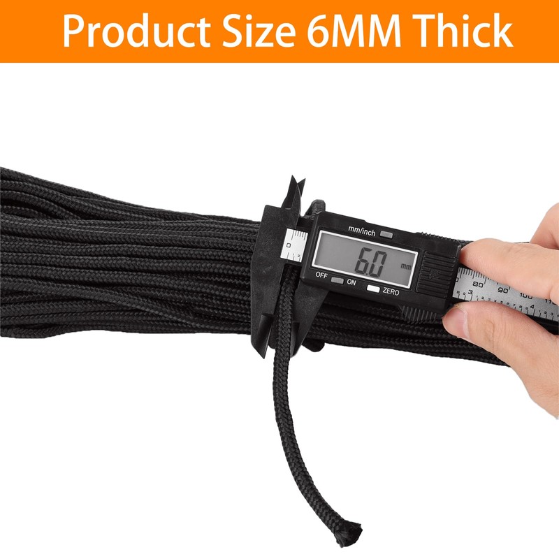 VIDETOL 2 Pack 60m Black Nylon Rope, 6MM Thick Heavy