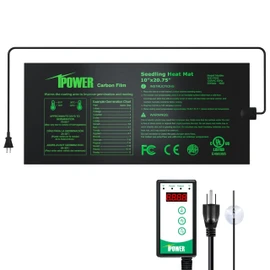 iPower 10"x20.75" Seedling Heat Mat and Digital Thermostat Combo Set, Warm Hydroponic Heating Pad for Germination, Indoor Gardening, Greenhouse